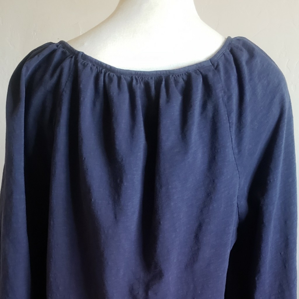 Boden Navy Top Balloon Sleeve Casual Flowy Comfy Y2K Pullover Womens Sz. L - Picture 7 of 10